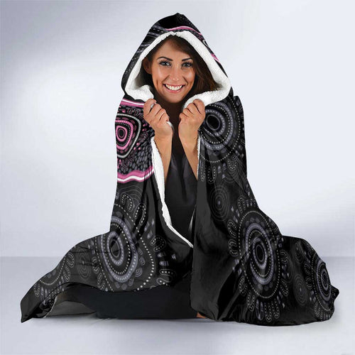 Personalised Australia Breast Cancer Hooded Blanket Brave Strong Aboriginal Art