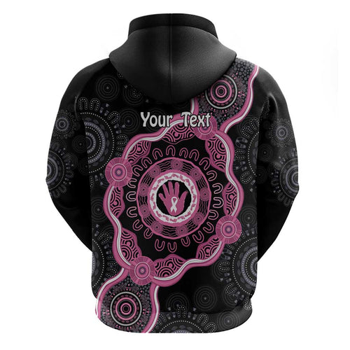 Personalised Australia Breast Cancer Hoodie Brave Strong Aboriginal Art