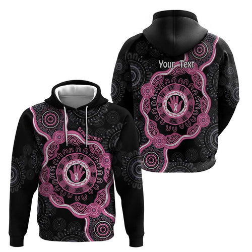 Personalised Australia Breast Cancer Hoodie Brave Strong Aboriginal Art