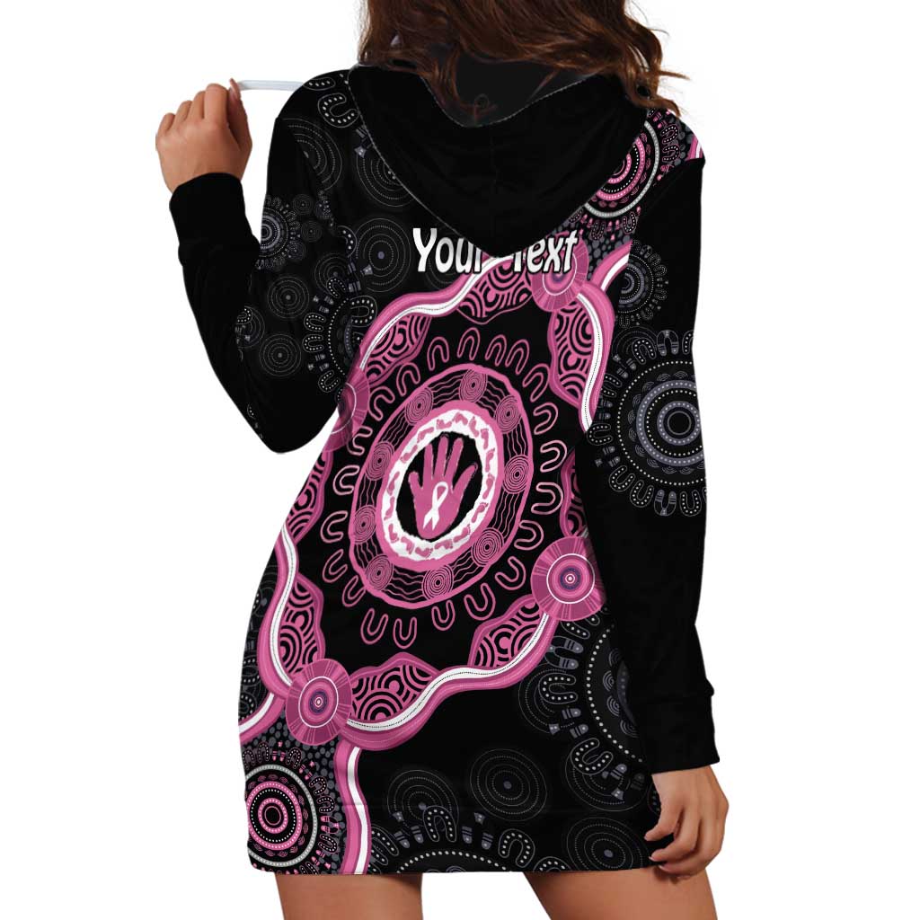 Personalised Australia Breast Cancer Hoodie Dress Brave Strong Aboriginal Art