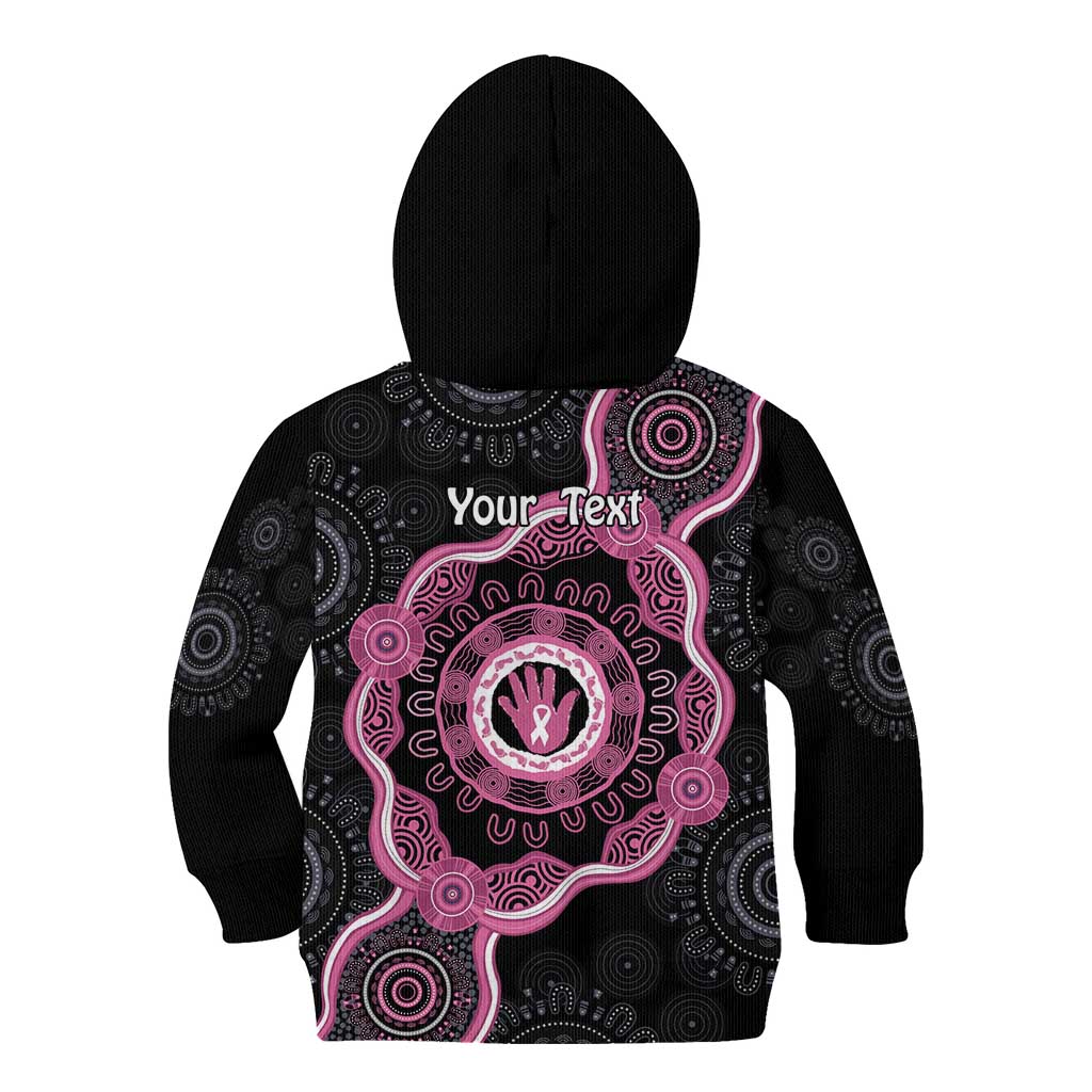 Personalised Australia Breast Cancer Kid Hoodie Brave Strong Aboriginal Art