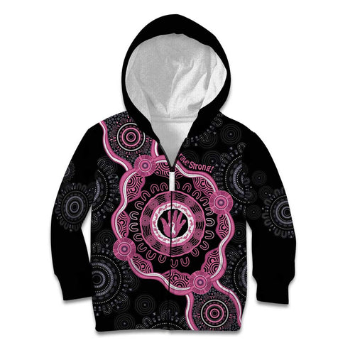 Personalised Australia Breast Cancer Kid Hoodie Brave Strong Aboriginal Art