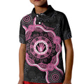 Personalised Australia Breast Cancer Kid Polo Shirt Brave Strong Aboriginal Art