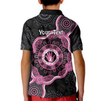 Personalised Australia Breast Cancer Kid Polo Shirt Brave Strong Aboriginal Art