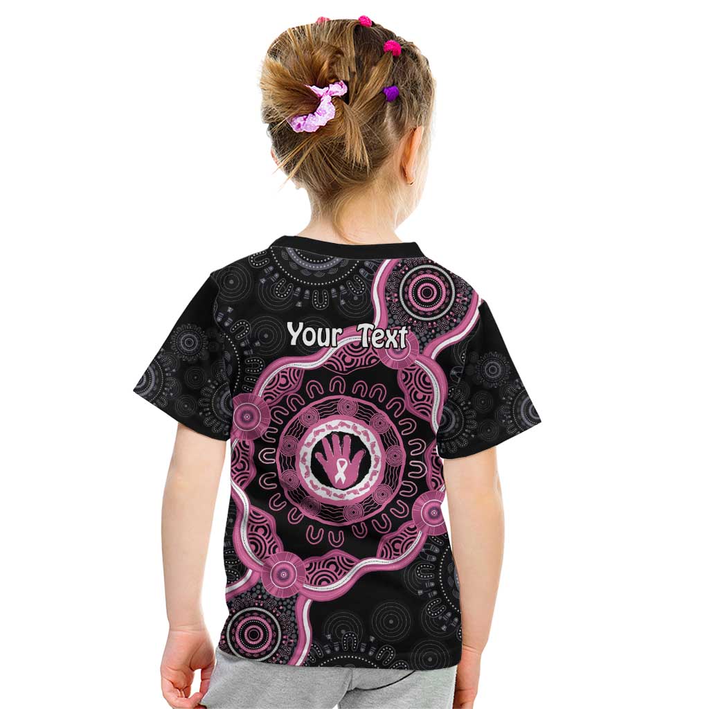 Personalised Australia Breast Cancer Kid T Shirt Brave Strong Aboriginal Art