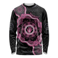 Personalised Australia Breast Cancer Long Sleeve Shirt Brave Strong Aboriginal Art