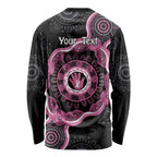 Personalised Australia Breast Cancer Long Sleeve Shirt Brave Strong Aboriginal Art
