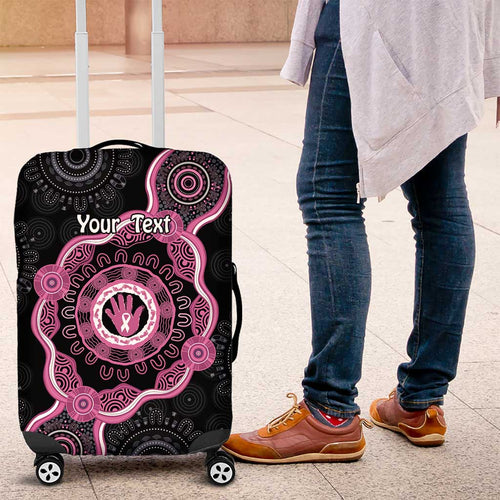 Personalised Australia Breast Cancer Luggage Cover Brave Strong Aboriginal Art