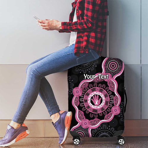 Personalised Australia Breast Cancer Luggage Cover Brave Strong Aboriginal Art