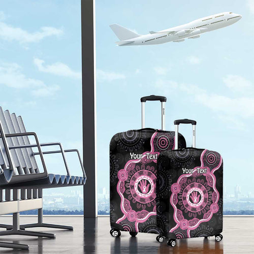 Personalised Australia Breast Cancer Luggage Cover Brave Strong Aboriginal Art