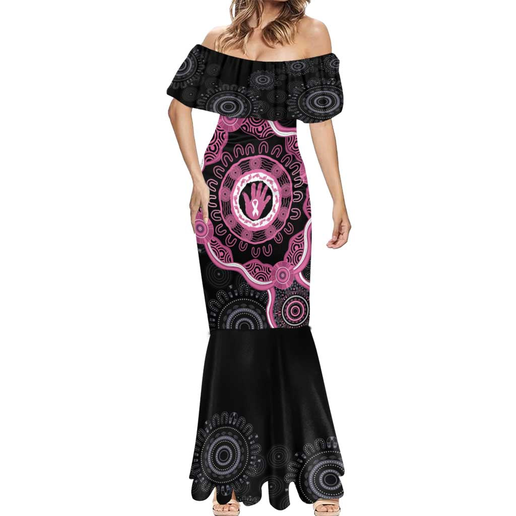 Personalised Australia Breast Cancer Mermaid Dress Brave Strong Aboriginal Art