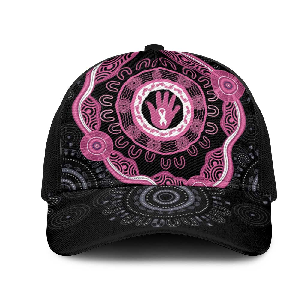 Australia Breast Cancer Mesh Trucker Cap Brave Strong Aboriginal Art - Aussie Hoodie