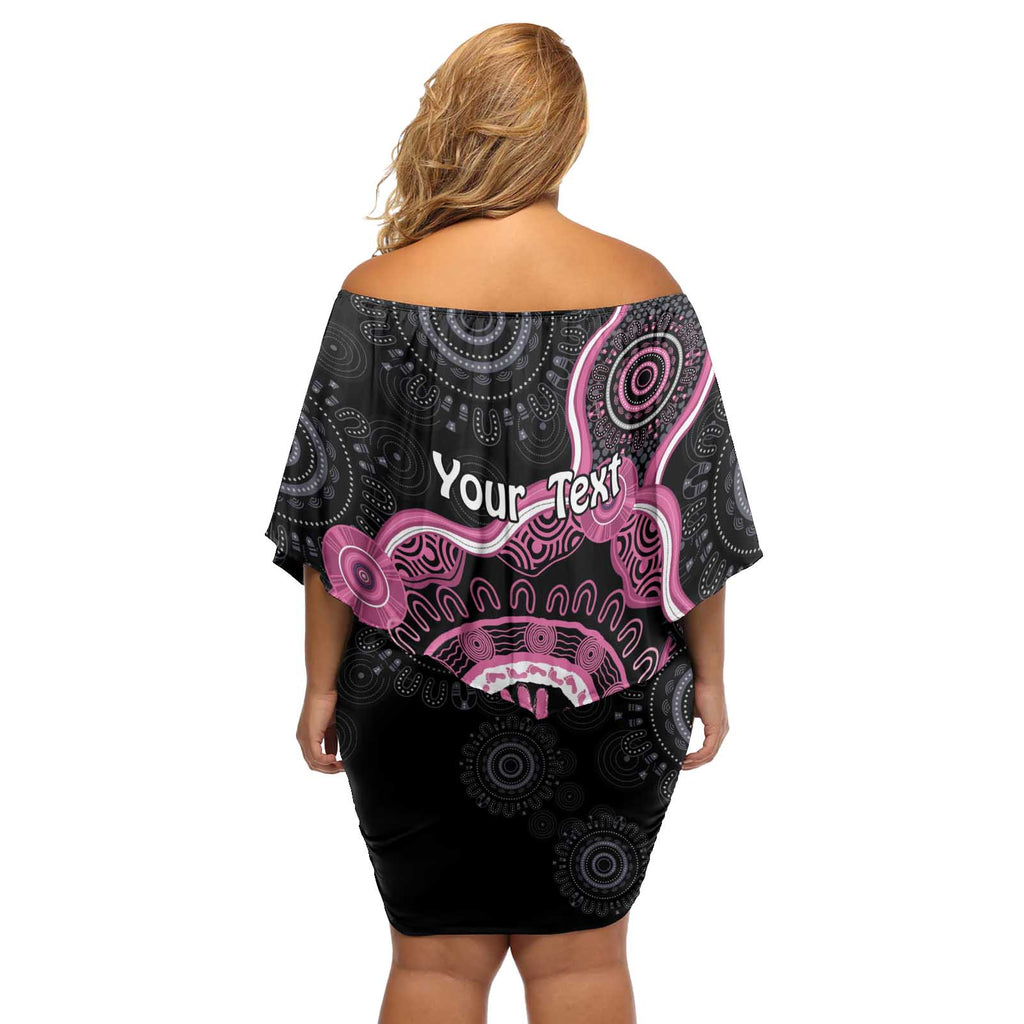 Personalised Australia Breast Cancer Off Shoulder Short Dress Brave Strong Aboriginal Art
