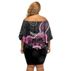 Personalised Australia Breast Cancer Off Shoulder Short Dress Brave Strong Aboriginal Art