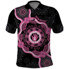 Personalised Australia Breast Cancer Polo Shirt Brave Strong Aboriginal Art
