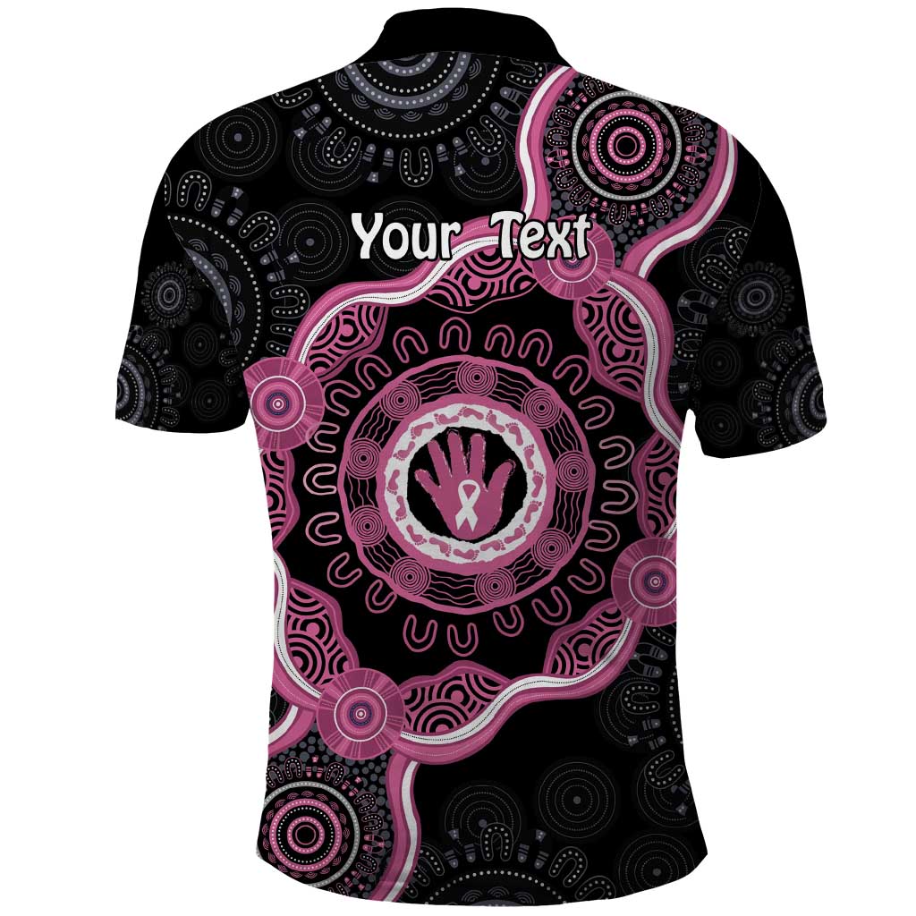Personalised Australia Breast Cancer Polo Shirt Brave Strong Aboriginal Art