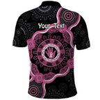 Personalised Australia Breast Cancer Polo Shirt Brave Strong Aboriginal Art