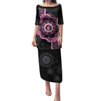 Personalised Australia Breast Cancer Puletasi Brave Strong Aboriginal Art