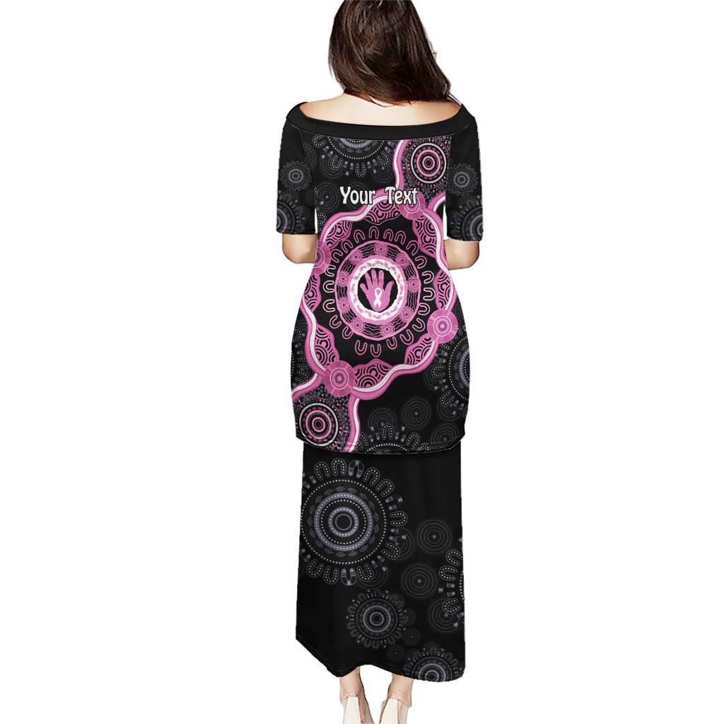 Personalised Australia Breast Cancer Puletasi Brave Strong Aboriginal Art