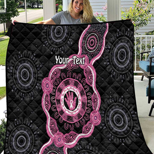 Personalised Australia Breast Cancer Quilt Brave Strong Aboriginal Art