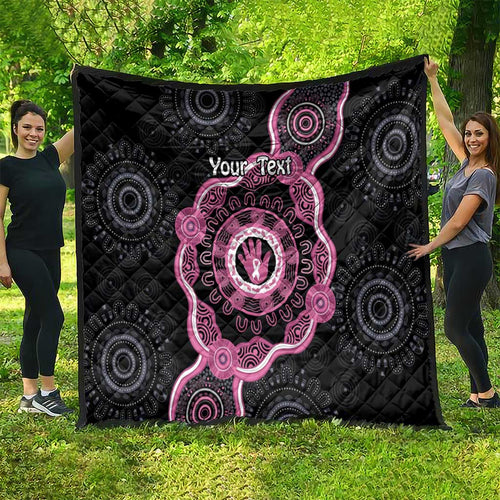 Personalised Australia Breast Cancer Quilt Brave Strong Aboriginal Art