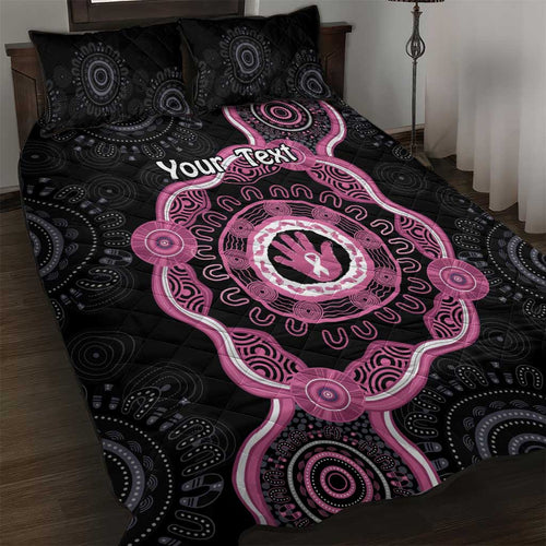 Personalised Australia Breast Cancer Quilt Bed Set Brave Strong Aboriginal Art