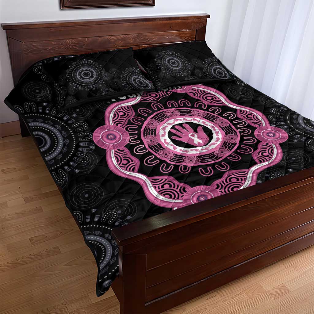 Personalised Australia Breast Cancer Quilt Bed Set Brave Strong Aboriginal Art