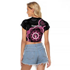 Personalised Australia Breast Cancer Raglan Cropped T Shirt Brave Strong Aboriginal Art