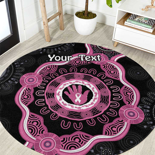 Personalised Australia Breast Cancer Round Carpet Brave Strong Aboriginal Art