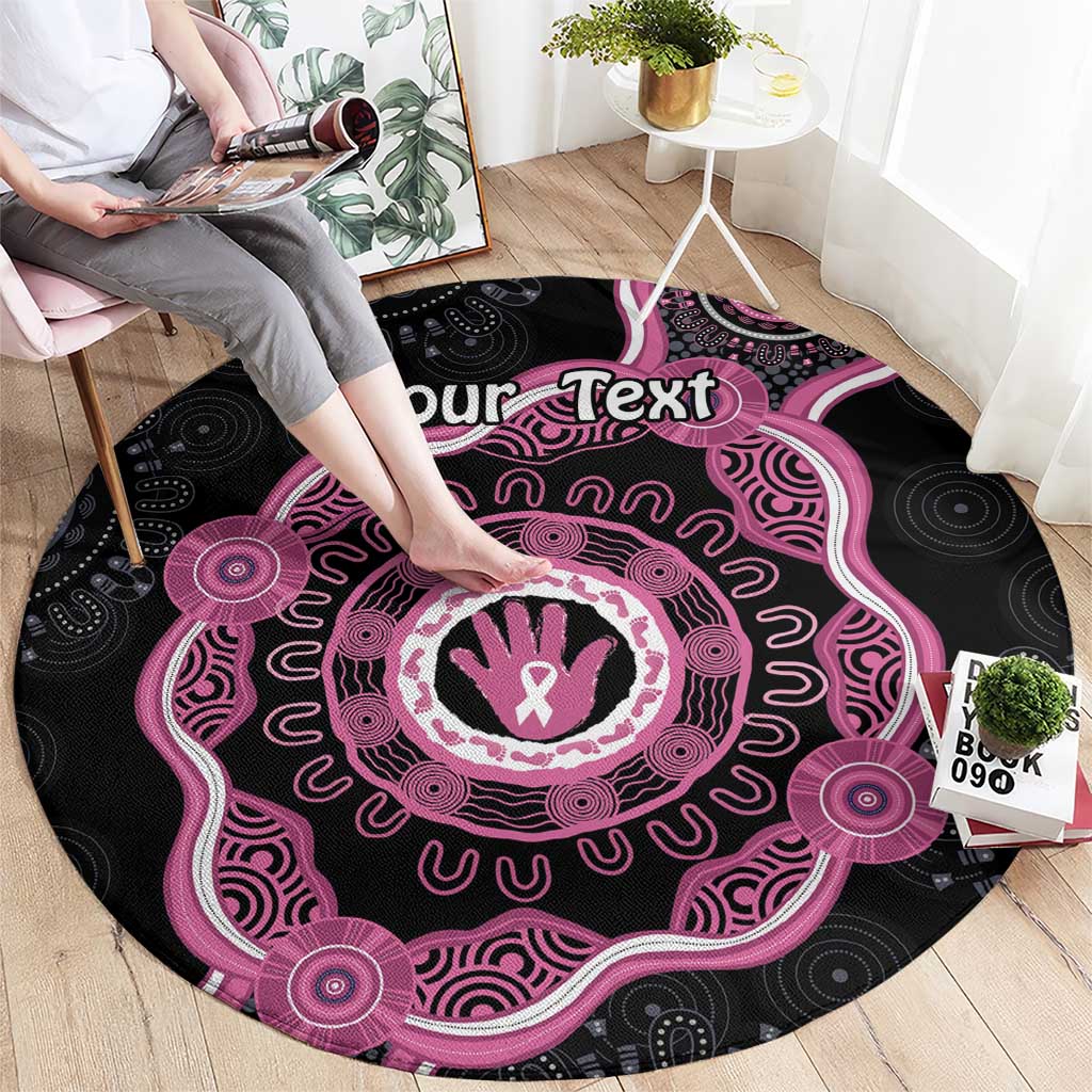 Personalised Australia Breast Cancer Round Carpet Brave Strong Aboriginal Art
