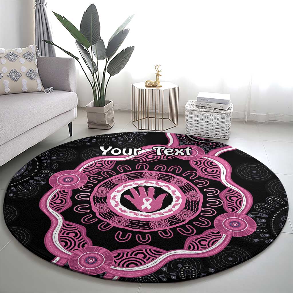 Personalised Australia Breast Cancer Round Carpet Brave Strong Aboriginal Art