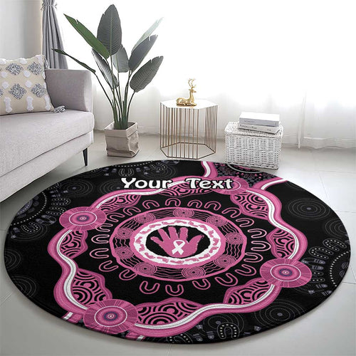 Personalised Australia Breast Cancer Round Carpet Brave Strong Aboriginal Art
