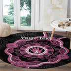 Personalised Australia Breast Cancer Round Carpet Brave Strong Aboriginal Art
