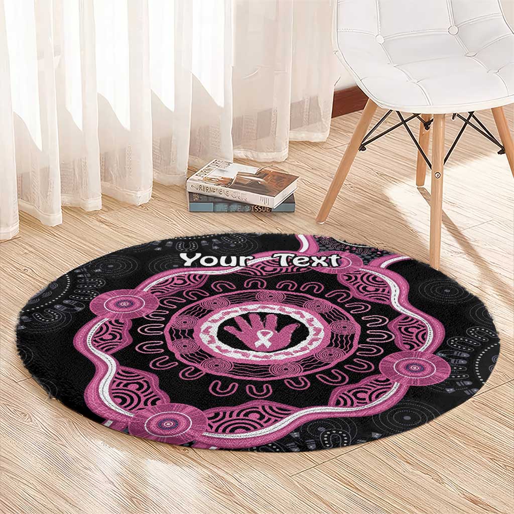 Personalised Australia Breast Cancer Round Carpet Brave Strong Aboriginal Art