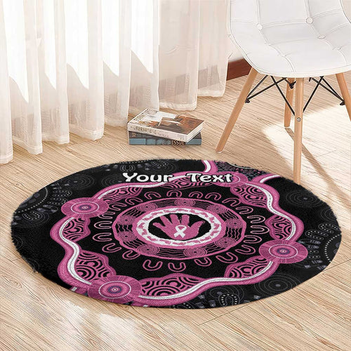 Personalised Australia Breast Cancer Round Carpet Brave Strong Aboriginal Art