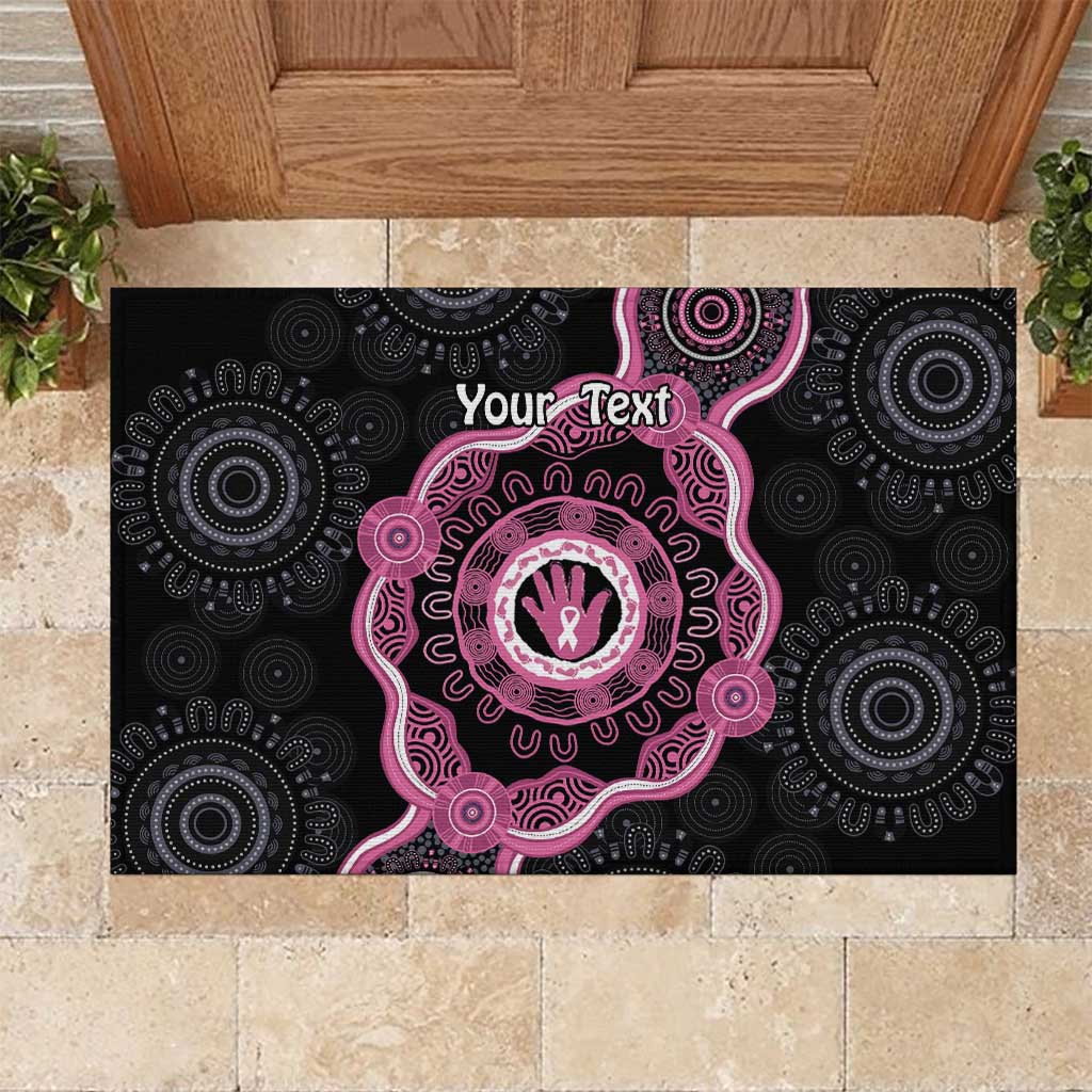 Personalised Australia Breast Cancer Rubber Doormat Brave Strong Aboriginal Art