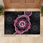 Personalised Australia Breast Cancer Rubber Doormat Brave Strong Aboriginal Art