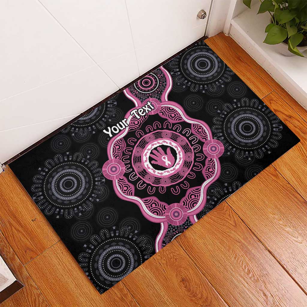 Personalised Australia Breast Cancer Rubber Doormat Brave Strong Aboriginal Art