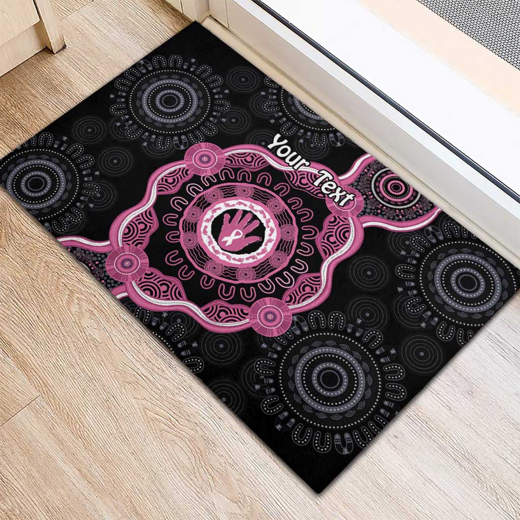 Personalised Australia Breast Cancer Rubber Doormat Brave Strong Aboriginal Art