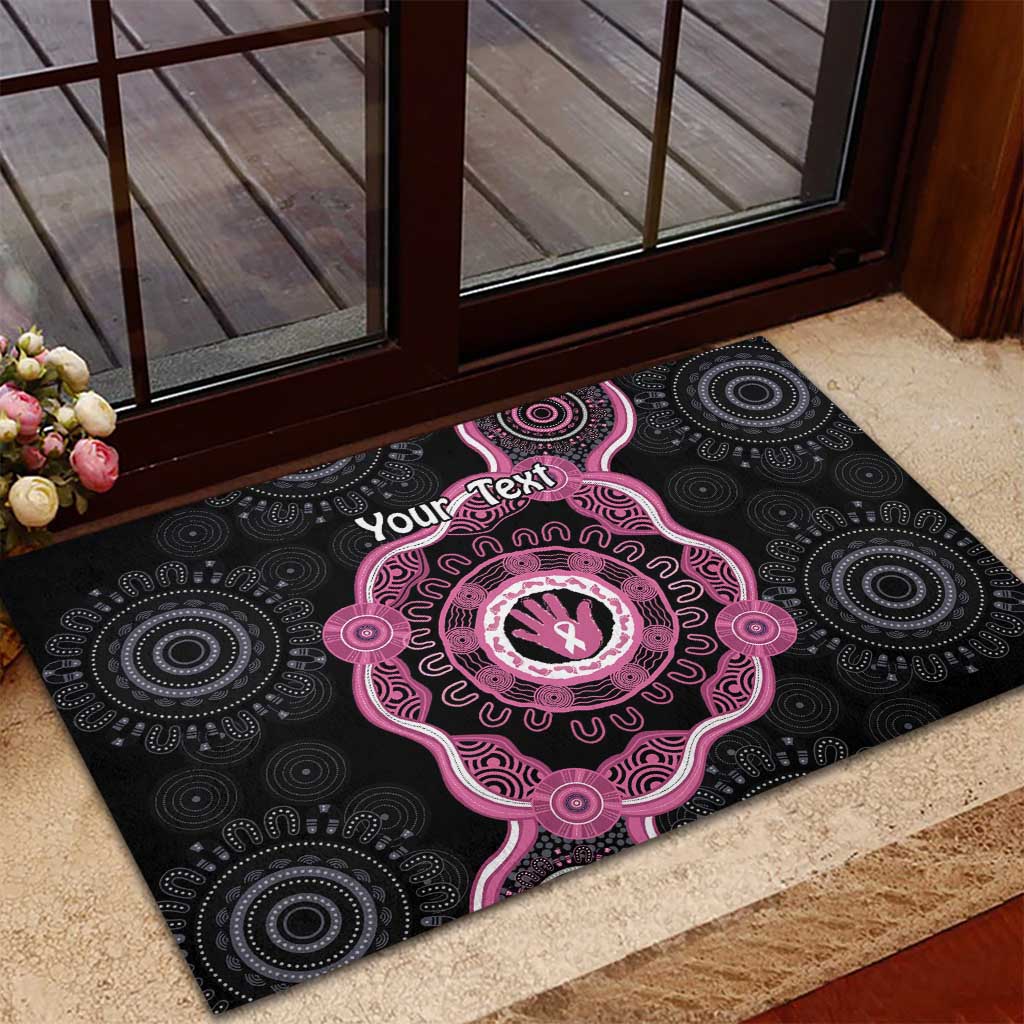 Personalised Australia Breast Cancer Rubber Doormat Brave Strong Aboriginal Art