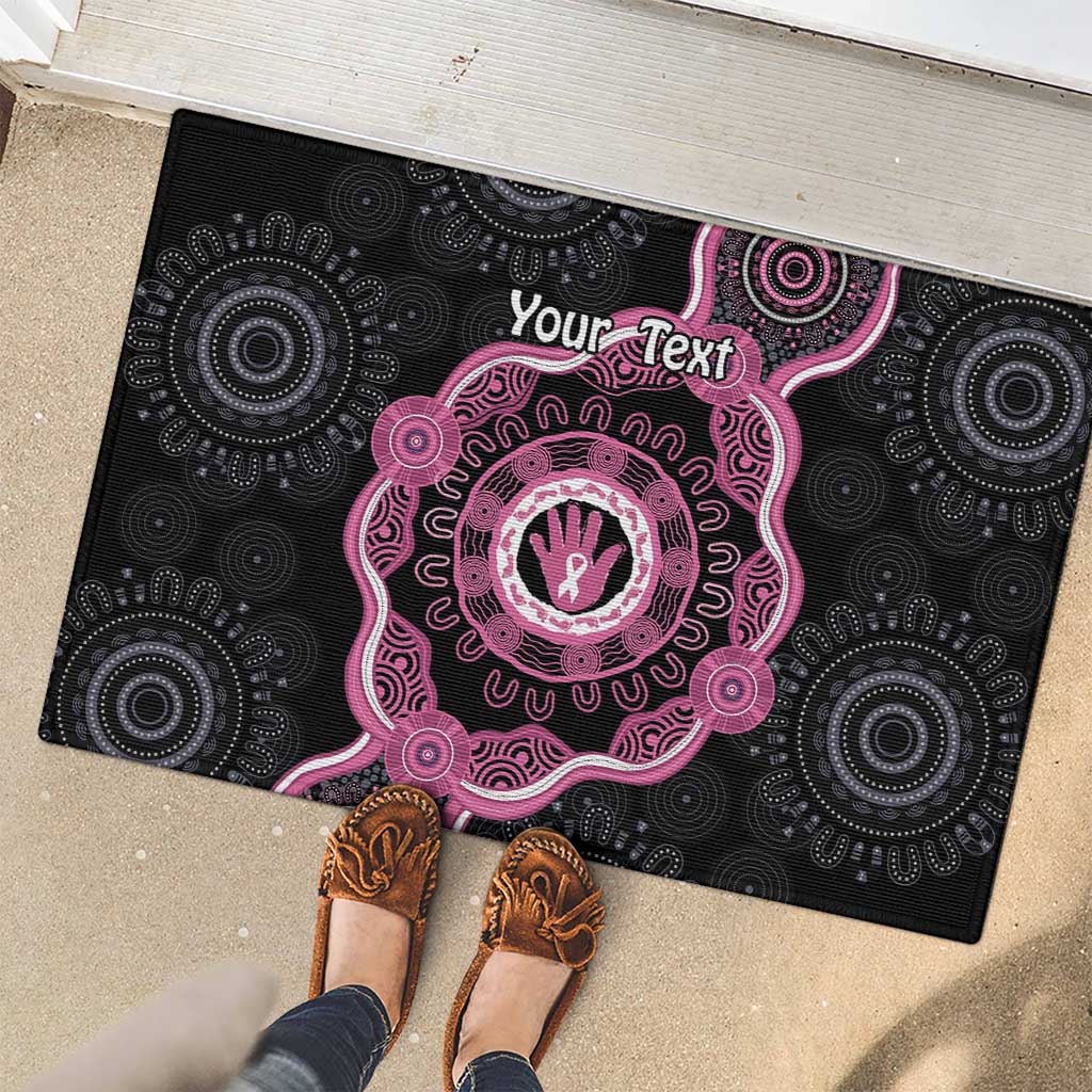 Personalised Australia Breast Cancer Rubber Doormat Brave Strong Aboriginal Art