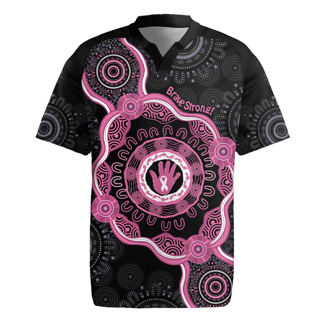 Personalised Australia Breast Cancer Rugby Jersey Brave Strong Aboriginal Art
