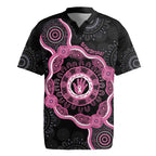 Personalised Australia Breast Cancer Rugby Jersey Brave Strong Aboriginal Art