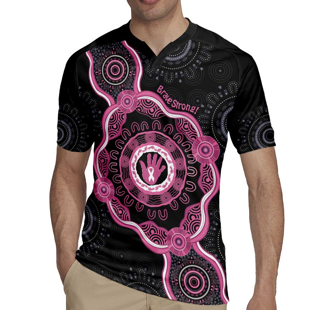 Personalised Australia Breast Cancer Rugby Jersey Brave Strong Aboriginal Art