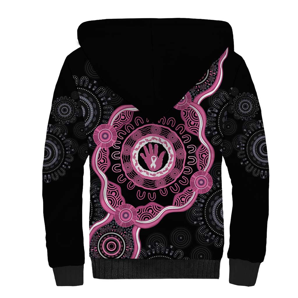 Personalised Australia Breast Cancer Sherpa Hoodie Brave Strong Aboriginal Art