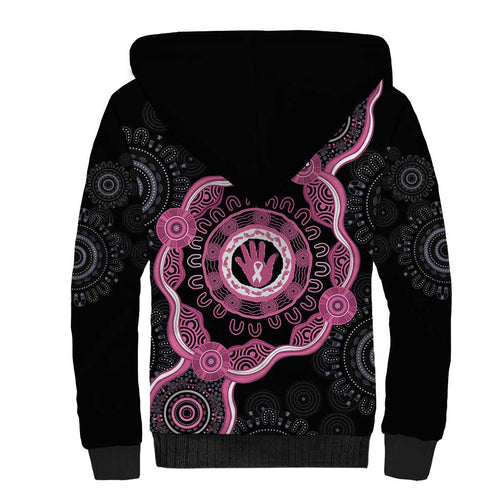 Personalised Australia Breast Cancer Sherpa Hoodie Brave Strong Aboriginal Art