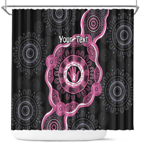 Personalised Australia Breast Cancer Shower Curtain Brave Strong Aboriginal Art