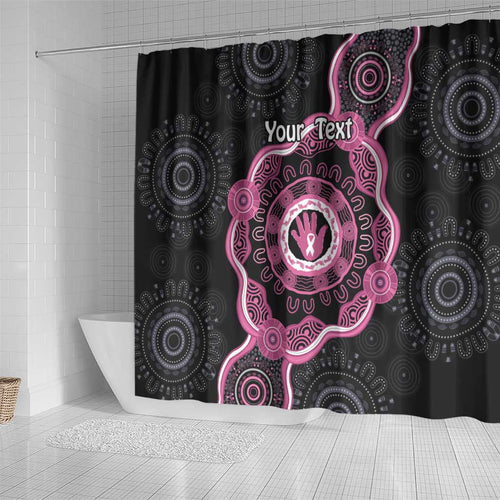 Personalised Australia Breast Cancer Shower Curtain Brave Strong Aboriginal Art