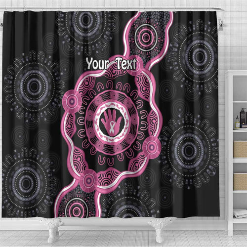 Personalised Australia Breast Cancer Shower Curtain Brave Strong Aboriginal Art