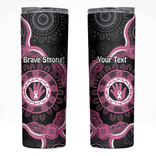Personalised Australia Breast Cancer Skinny Tumbler Brave Strong Aboriginal Art